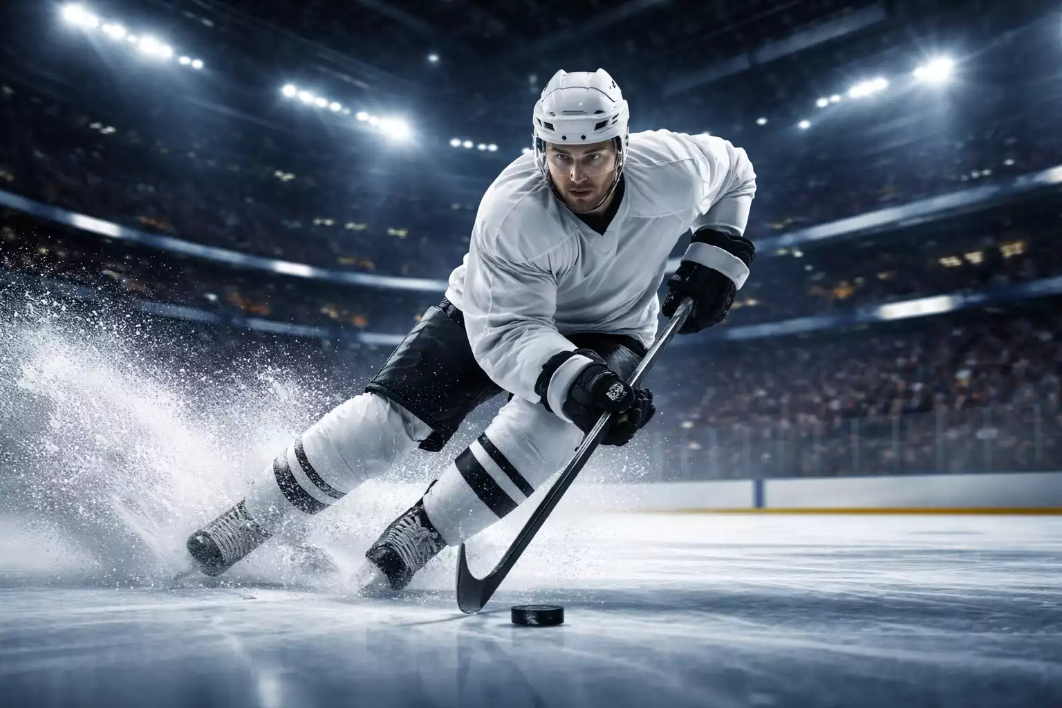 Hokejista v akci během NHL zápasu reprezentující české hráče v zámoří